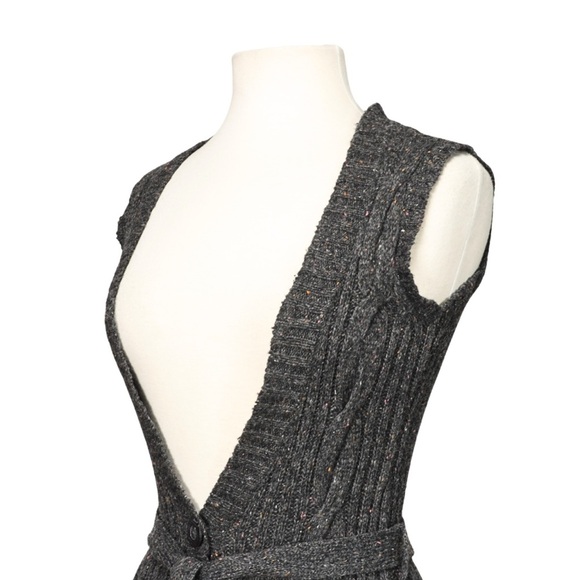 Sweater Cardigan Vest Cable Knit Belted Gray Women’s Size S One Step Up - Picture 5 of 10